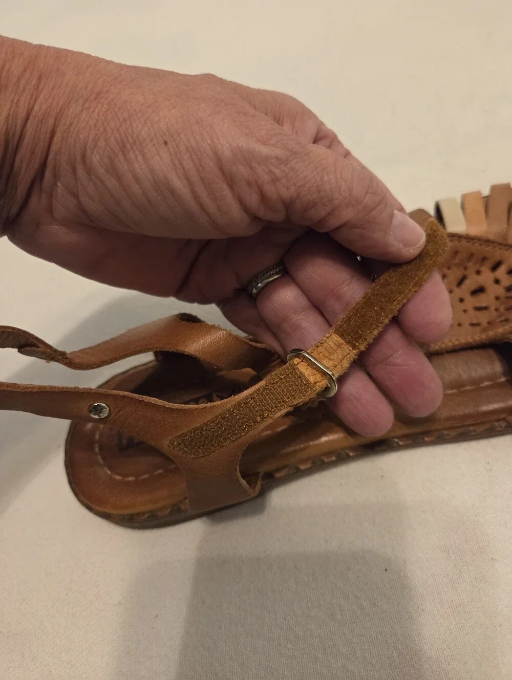 PIKOLINOS Brandy Algar Brown Tan Die-Cut Leather‎ Strappy Sandals SZ 38
